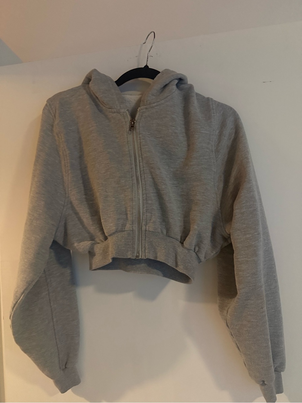 ALO Yoga Light Gray Cropped Zip Hoodie